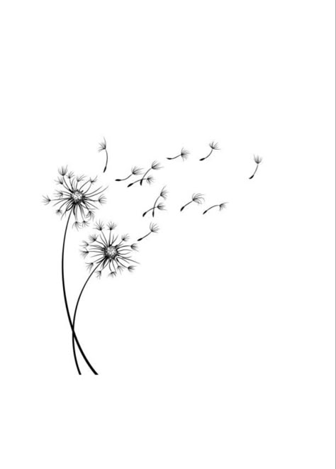 Double Dandelion Tattoo, Wishing Flower Tattoo, Dandelion Tattoo Back, Wish Tattoo Ideas, Fine Line Dandelion Tattoo, Divorce Tattoos For Women, Simple Floral Tattoo, Blowing Dandelion Tattoo, Protector Tattoo