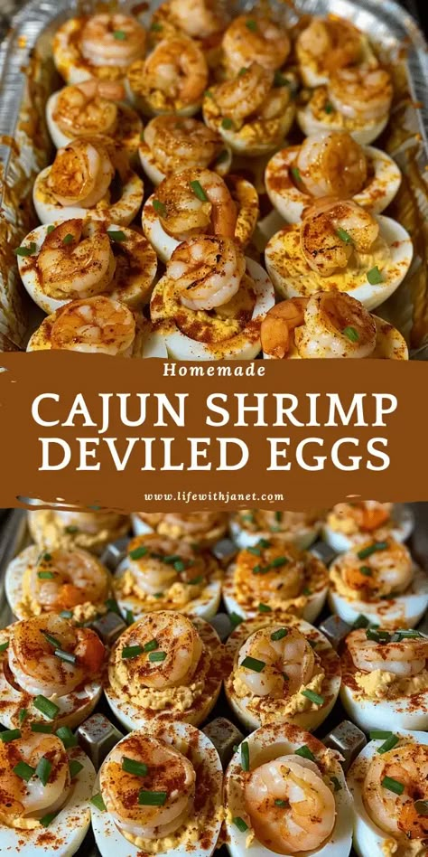 Cajun Shrimp Deviled Eggs Shrimp Deviled Eggs, Devilled Eggs Recipe Best, Shrimp Recipes For Dinner, Best Appetizer Recipes, Cajun Shrimp, Shrimp Recipes Easy, Cajun Recipes, Best Appetizers, Deviled Eggs