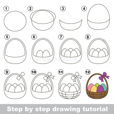 How to draw a Easter Basket royalty free illustration Trin For Trin Tegning, Eggs Decoration, Easter Drawings, Kid Games, Easter Arts And Crafts, Basket Drawing, Easter Egg Basket, Illustrator Vector, Easter Bunny Crafts