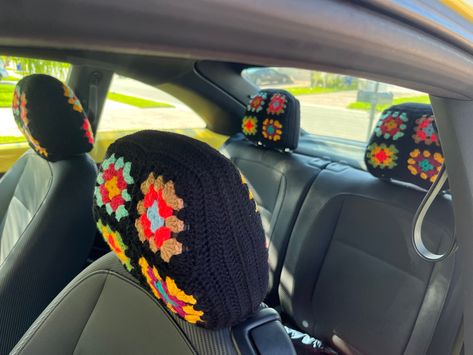 Pattern by The Scarvin Artist Crochet Headrest Cover, Car Head Rest Cover, Headrest Cover, Car Head, Crochet Inspo, Car Decor, Crochet Ideas, Car Parts, Steering Wheel