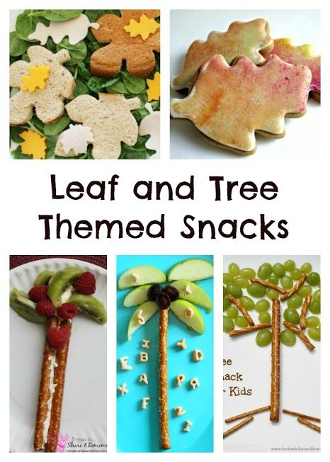 Leaf and Tree Themed Snacks - The Mommies Reviews Leaf Snacks Preschool, Tree Themed Snacks, Leaf Snacks For Kids, Tree Themed Preschool Activities, Nature Themed Food, Tree Themed Activities For Preschoolers, Nature Themed Snacks, Tree Snacks For Preschool, Food That Grows On Trees Preschool