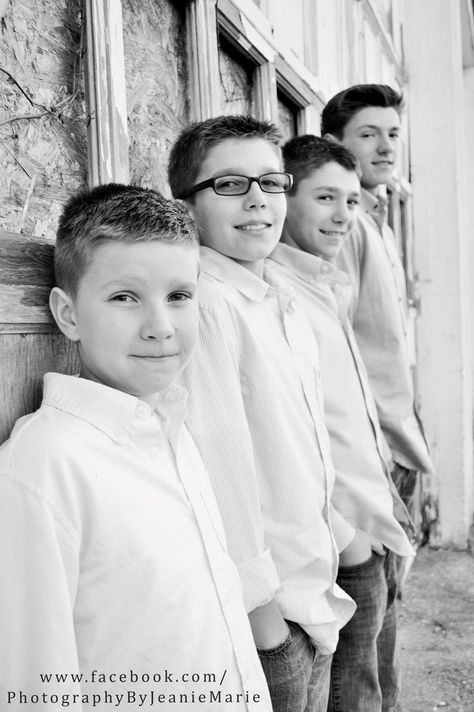 Family / Brother / Four Brothers / Brotherly Love / Grandmother Photography, Brother Pictures, Sibling Photo Shoots, Brothers Photography, Brother Photos, Four Brothers, Large Family Photos, Boy Photo Shoot, Sibling Poses