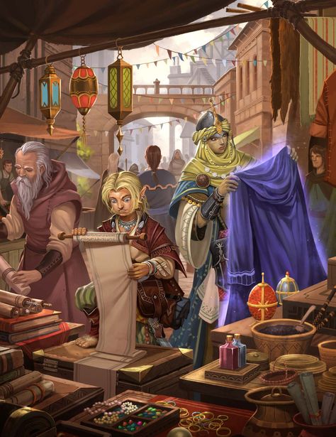 Pathfinder 2e, Fantasy Party, Writing Images, Medieval Market, D D Character Ideas, Street Market, Character Poses, Art Party, Fantasy Rpg