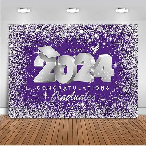 Amazon.com: Mocsicka Class of 2024 Backdrop Purple and Sliver Glitter Congrats Grad Party Photo Backdrops Graduation Party Photography Studio Background (7x5ft) : Office Products 2023 Backdrop, Party Photo Backdrop, Graduation Backdrop, Grad Party Decorations, Photography Studio Background, Graduation Theme, Photo Backdrops, Class Of 2023, Royal Blue And Gold