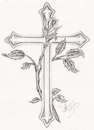 Cross With Vines, Rose Bud Tattoo, Deer Skull Art, Cross Coloring Page, Celtic Tattoo Designs, Vine Drawing, Cross Embroidery Designs, Cross Drawing, Rose Outline