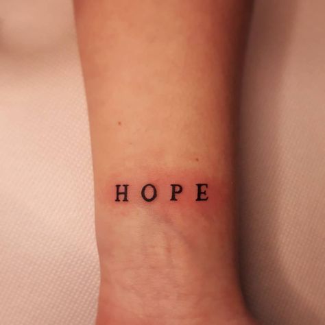 Hope And Semicolon Tattoo, Hope In Different Fonts, Hope Wrist Tattoo, Tato Text English, Small Hope Tattoos For Women, Hope Font Tattoo, Hope Tattoo Men, Hope Word Tattoo, Tattoo Hope Symbol