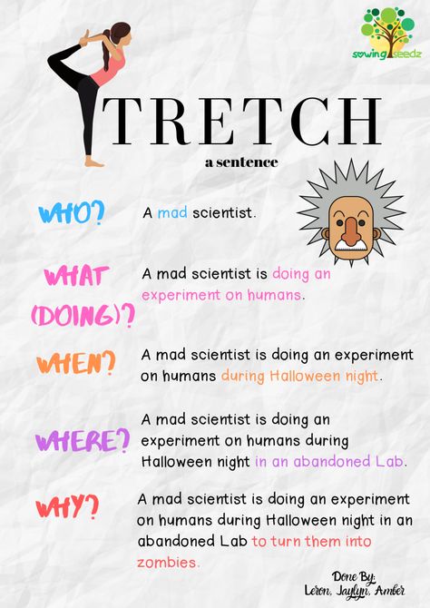 Stretching Sentences Worksheets, How To Stretch A Sentence, Sentence Stretching, Stretching Sentences, Stretch A Sentence, Writing Composition, Expanding Sentences, Dialogue Writing, English Creative Writing