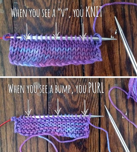 Stuff To Knit For Beginners, Knitting Basics For Beginners, Knit Vs Purl, Knitting Inspiration Beginner, Beginners Knitting Projects, Knitting Purl Stitch, How To Knit For Beginners Step By Step, Knit Blanket For Beginners, Knitting Inspiration Easy