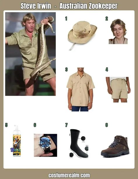 How To Dress Like Steve Irwin Guide For Cosplay & Halloween Crocodile Hunter Costume, Steve Irwin Costume, Zookeeper Costume, Elaborate Costumes, Australian Party, Hunter Costume, Australian Slang, Australian Costume, Costume Guide