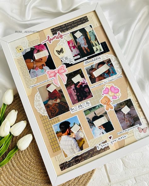 “Family is a laughter, love , happiness and everything ♥️” Customised A3 frame 🫶🏻 #rumi#rumiaesthetic #shiroor#shiroorcreation #frame #gift#explore #viral#trending#giftidea#nancy Aesthetic Frame Ideas, Crafts For Partner, Boyfriend Crafts Gifts, Aesthetic Frame, Scrapbook Frame, Diy Gift For Bff, A3 Frame, Gift For Bff, Scrapbook Frames