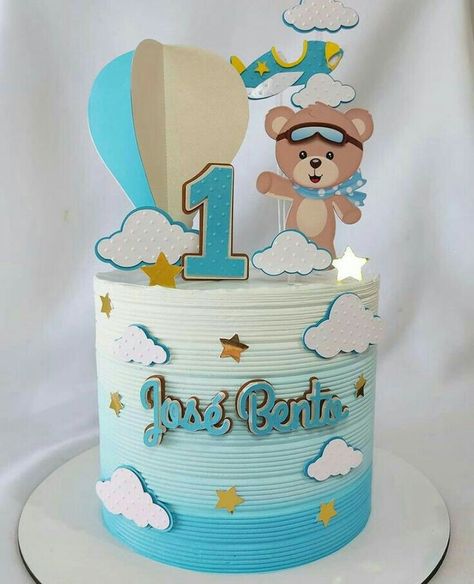 Baby Mickey Mouse Cake, Diy Cake Topper Printable, Airplane Birthday Party Decorations, Christening Cake Boy, Baby Boy Cake Topper, Baby Boy Birthday Cake, Pastel Baby Shower, Simple Birthday Party, Airplane Birthday Party