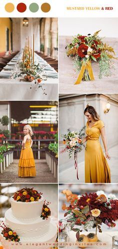 vibrant orange, mustard yellow and red fall wedding colors Mustard Yellow Fall Wedding, Yellow Red Wedding Theme, Fall Wedding Mustard Yellow, Yellow Fall Wedding Colors, Burgundy And Marigold Wedding, Wedding Color Yellow, Fall Yellow Wedding, Mustard Yellow Wedding Theme, Red And Yellow Wedding Theme