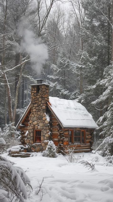 Cozy Winter Cabin, Cabin Style Homes, Snow Cabin, Snowy Cabin, Old Cabins, Cozy Log Cabin, Little Cabin In The Woods, Log Cabin Rustic, Cabin Aesthetic