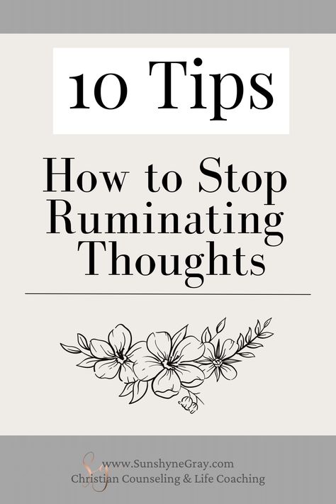 Learn how to stop ruminating thoughts with these 10 tips! Ruminating thoughts tend to be negative in nature and get us stuck on dwelling on the problems or challenges that we face. As a result, you end up repeatedly thinking about events from the past or become preoccupied and cannot get it out of your mind. Ruminating Thoughts, Stop Ruminating, Ocd Thoughts, Christian Counseling, Out Of Your Mind, Bad Thoughts, Core Beliefs, Mental Health Support, Thought Process