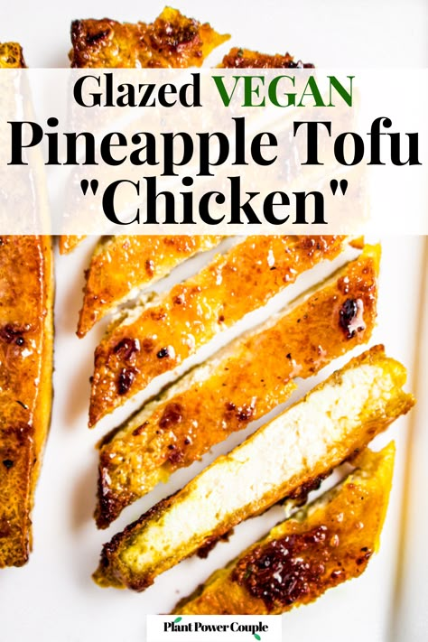 This crispy tofu with a pineapple glaze is one of our favorite hands-off meal prep recipes. It’s perfect served over rice with chopped red onion, grilled pineapple chunks, and a spicy teriyaki mayo sauce. Frozen and thawed tofu is marinated, slow baked, and dipped in a glistening reduction of pineapple juice. This plant-based baked tofu recipe is sure to become a repeat recipe in your house just like it has ours! No Tofu Vegan Recipes, Recipes With Shredded Tofu, Pineapple Vegan Recipes, Vegan Baked Dishes, Hawaiian Tofu Recipes, Teriyaki Tofu Stir Fry, Marinated Tofu Recipes, Frozen Tofu Recipe, Pineapple Glazed Chicken