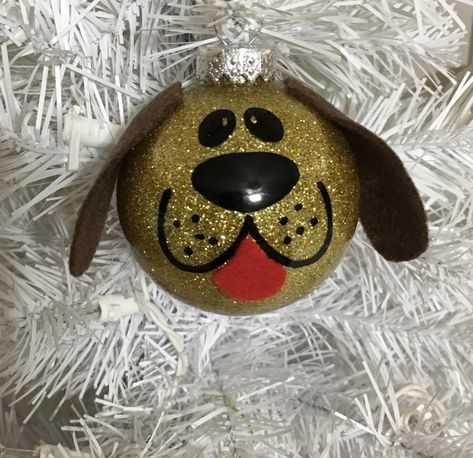 Dog Diy Ornament, Diy Pet Ornaments Xmas, Dog Christmas Decorations Diy, Diy Dog Ornaments, Dog Ornaments Diy, Noon Years Eve, Christmas Bulb Ornaments, Animal Shelter Donations, Dog Advent Calendar