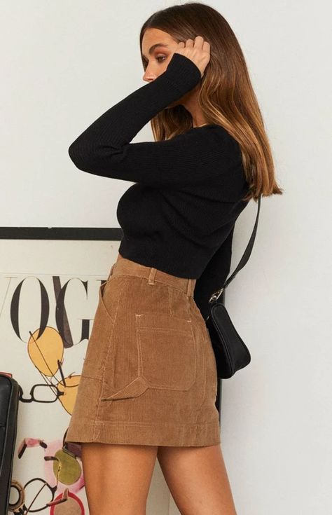 Beginning Boutique, Black Long Sleeve Top, Corduroy Skirt, Skirts Online, Buy Now Pay Later, Girl Gang, Heeled Ankle Boots, Our Girl, Black Long Sleeve