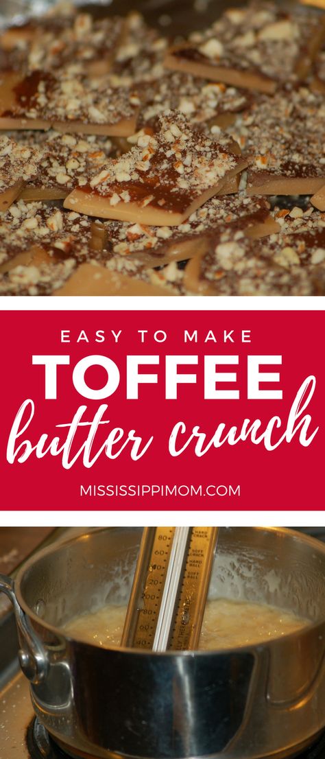 Toffee Butter Crunch - Easy Christmas Candy - MississippiMom.com Butter Crunch Toffee, Easy Christmas Candy, Easy Toffee, Christmas Candy Easy, Butter Crunch, Crunch Recipe, Almond Toffee, Almond Crunch, Toffee Candy