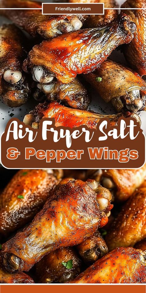 Air fryer wings in a basket with seasoning sprinkled on top. Salt Pepper Wings, Salt And Pepper Wings, Fried Wings, Deep Fryer, Easy Chicken Recipes, Healthy Alternatives, Easy Cooking, Easy Chicken, Healthy Cooking