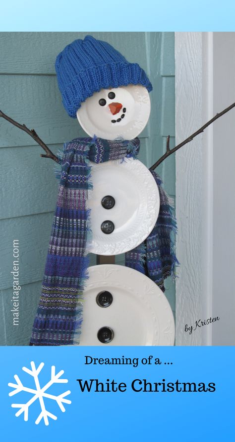 How to make a snowman front porch display with dinner plates. #Snowman front porch #Snowman decor, #snowman handmade, #snowman craft, #snowman ideas, #Christmas decor, #Christmas front porch display, #Christmas front yard display, #Snowman Unique, Front Porch Snowman, Snowman Crafts For Adults, Porch Snowman, Easy Diy Snowman, Diy Snowman Crafts, Mason Jar Snowman, Outdoor Snowman, Diy Snowman Decorations, Snowman Crafts Diy