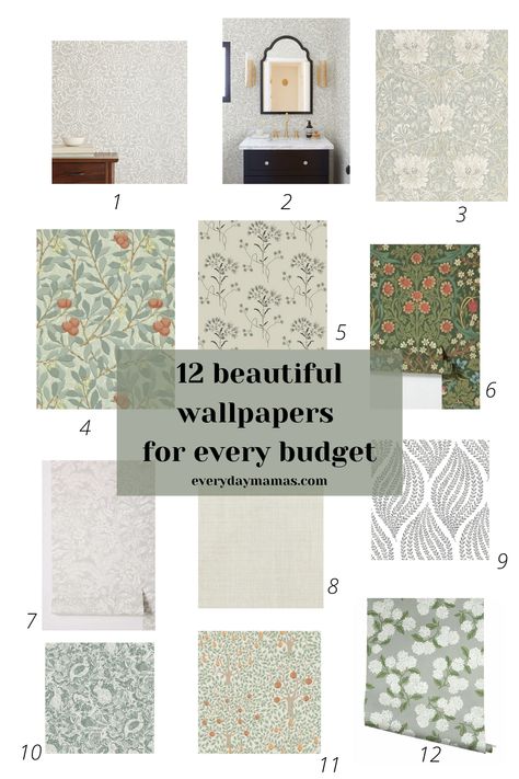 How to choose wallpaper, and 12 designs I would use in my home – Everyday Mamas #moderncolonial #colonial #classic #classichome #timeless #williammorris #wallpaper Colonial Farmhouse Wallpaper, Traditional Modern Wallpaper, Small Foyer Ideas Entryway Wallpaper, Classic Bathroom Wallpaper, Transitional Wallpaper Bathroom, Wallpaper Around Fireplace Accent Walls, Popular Bathroom Wallpaper, Traditional Style Wallpaper, Modern Classic Wallpaper