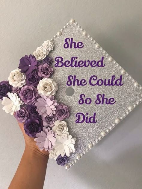 Esthetician Graduation Cap Ideas, University Cap Decoration, Custom Graduation Caps High Schools, Purple Cap Decoration Graduation, College Grad Caps Ideas, Purple Graduation Cap Designs, Grad Cap Ideas Purple, Purple Grad Cap Ideas, Esthetician Cap Ideas