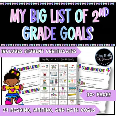 EDITABLE Second Grade Assessment, Data Tracking, Data Binder, 2nd Grade Goals 3rd Grade Goals, 3rd Grade Curriculum, Grade Goals, Student Data Binders, Kindergarten Report Cards, Kindergarten Goals, Data Tracking Sheets, Learning Intentions, Student Data Tracking