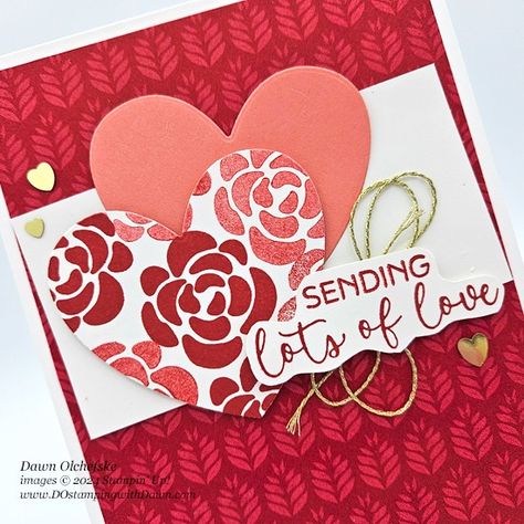 Stampin’ Up! Online Exclusive Hearts of Elegance card by Dawn Olchefske #dostamping #HowdSheDOthat #valentinesdaycard c Valentines Day Homemade Cards, Hearts Of Elegance Stampin Up Cards, Stampin Up Hearts Of Elegance, Stampin Up Valentines Day Cards, Stampin Up Valentine Cards, Cards Valentines, 2025 Spring, Shaped Cards, Su Cards