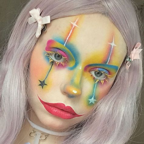 Clown Inspired Makeup, Cute Clown Makeup, Clown Core, Makeup Charts, Drag Make-up, Makeup Drawing, All Colour, Face Art Makeup, Swag Makeup