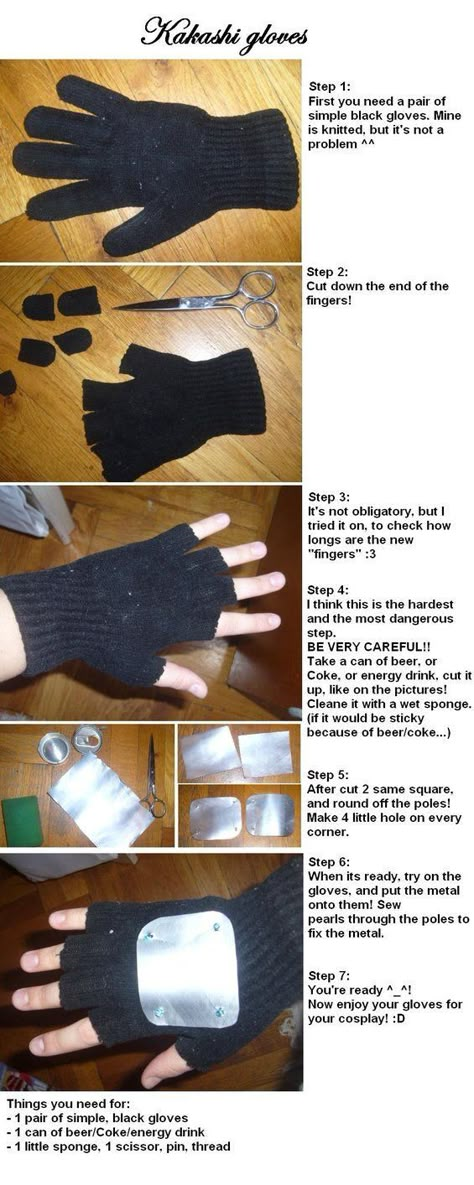 Kakashi gloves Naruto Costume Diy, Kakashi Costume, Tobi Cosplay, Diy Naruto, Naruto Party Ideas, Naruto Theme, Naruto Costume, Gloves Tutorial, Naruto Headband