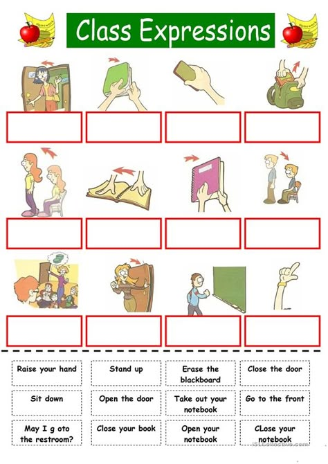 classroom commands - English ESL Worksheets Classroom Commands, French Worksheets, Esl Classroom, French Classroom, Esl Lessons, English Worksheets For Kids, Kids Cuts, English Classroom, Classroom Language