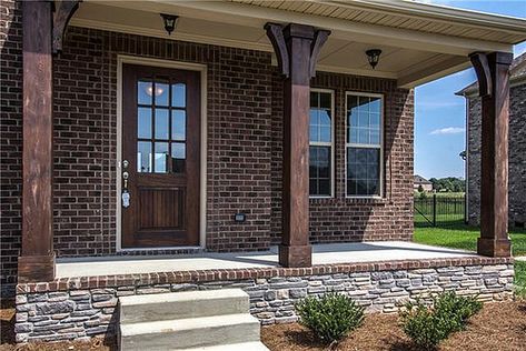 Post / Columns...love the bulkiness Cedar Porch Posts, Cedar Porch, Front Porch Posts, Porch Pillars, Veranda Design, Front Porch Columns, Front Porch Makeover, Cedar Posts, Porch Remodel