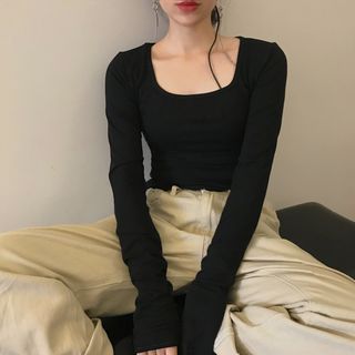 Black Long Sleeve Outfit, Long Sleeve Top Outfit, Fall Knit Sweater, Egirl Clothes, Tøp Aesthetic, Long Sleeve Outfits, Cargo Pants Outfit, Prom Dress Inspiration, Top Outfit