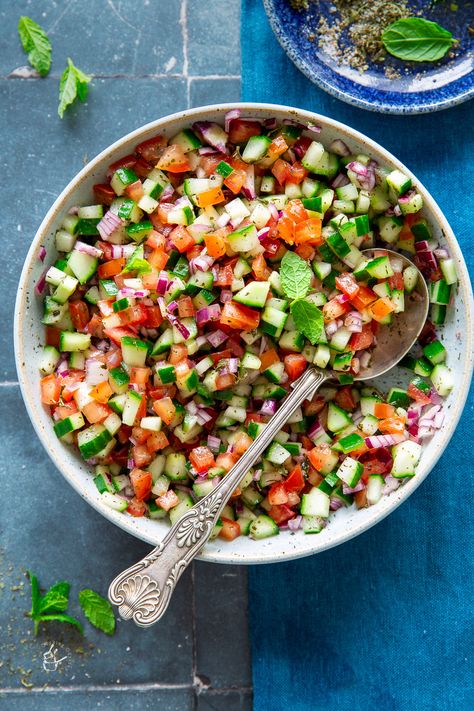 Persian Salad, Shirazi Salad, Cucumber Tomato, How To Make Salad, Red Onion, Cucumber, Side Dishes, Persian, Gluten Free