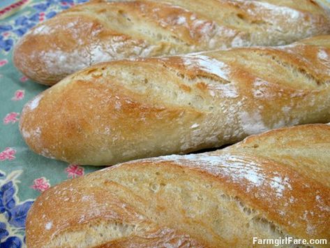 Farmgirl Fare: Easy French Bread Recipe: Four Hour Classic Parisian Daily Baguettes (Baguette Normal) Panera Bread Baguette Recipe, Panera French Baguette Recipe, Panera Baguette Recipe, Quick Baguette Recipe, French Baguette Recipe, Easy French Bread, Easy French Bread Recipe, Baguette Recipe, French Bread Recipe