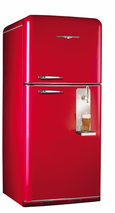 Elmira Stove Works Brew Master Draft Beer Dispensing System: Elmira Northstar Refrigerator With Brew Master Keg Fridge, Modern Fridge, Red Fridge, Retro Refrigerator, Modern Kitchen Appliances, Retro Appliances, Beer Fridge, Retro Fridge, Vintage Appliances