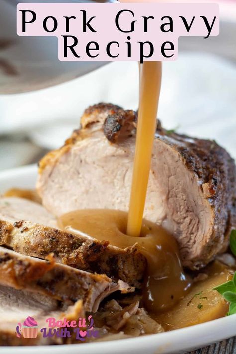 Homemade Pork Gravy, Pork Gravy Recipe, Pork Roast With Gravy, Roast Gravy, Easy Gravy Recipe, Pork Gravy, Pork Steaks, Butcher's Cut, Pork Sauce