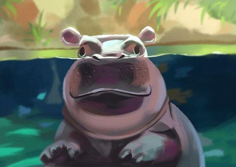 Hippo Drawing, Bill Robinson, Hippo Art, Fiona The Hippo, Cute Hippo, Hippopotamus, Zootopia, Art Painting Acrylic, Cute Animal Drawings