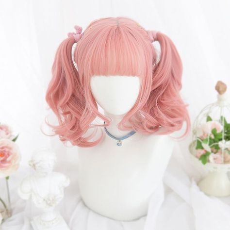 Harajuku Wigs, Wigs Pink, Hair Fringe, Kawaii Wigs, Cosplay Hair, Kawaii Hairstyles, Pink Wig, Princess Hairstyles, Pastel Hair