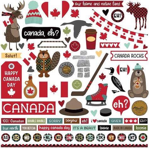 Canada Stickers, Vacation Scrapbook, Canada Photos, Clear Acrylic Stamps, Happy Canada Day, Travel Drawing, O Canada, Disney Scrapbook, Canada Day