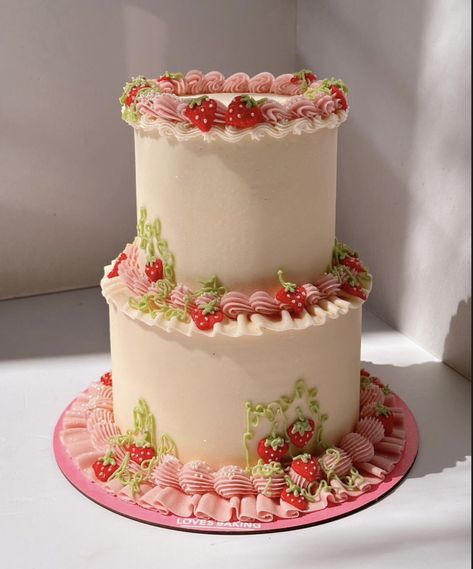 2 Tier Strawberry Cake, Strawberry Shortcake Themed Birthday Party, Strawberry Shortcake Baby Shower Cake, Strawberry Cow Cake, Strawberry Shortcake Decor, Strawberry Dessert Table, Strawberry Shortcake Theme Birthday, Strawberry Shortcake Cake Birthday, Strawberry Shortcake Cakes