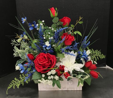 Red White and Blue Drawer by Andrea Red White And Blue Arrangements, Patriotic Banquet Decorations, 4th Of July Arrangements, Red White And Blue Wedding Centerpieces, Blue Flower Arrangements Table, Red White And Blue Floral Arrangements, Patriotic Floral Arrangements, Red White And Blue Flower Arrangements, 4th Of July Floral Arrangements