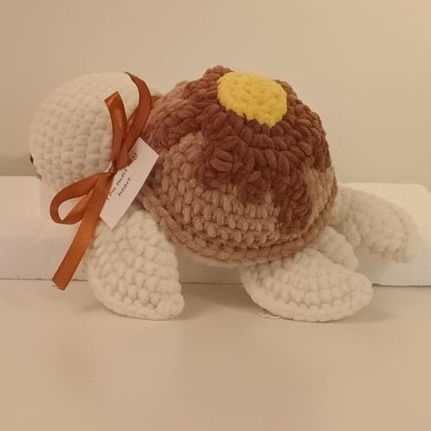 Pancake Turtle Plushie, Amigurumi soft toy, Under the sea themed nursery decor, a fun gift for a food lover, a crochet gift for a child Crochet toys ideas #crochettoysideas #crochet #crochettoy #crochetpattern #crochetpatterns 2.267 Crochet Turtle Ideas, Crochet Plushies Free Pattern, Crochet Pancake, Butter Design, Sea Themed Nursery, Toys Quotes, Crochet Turtles, Turtle Plushie, Plushie Amigurumi