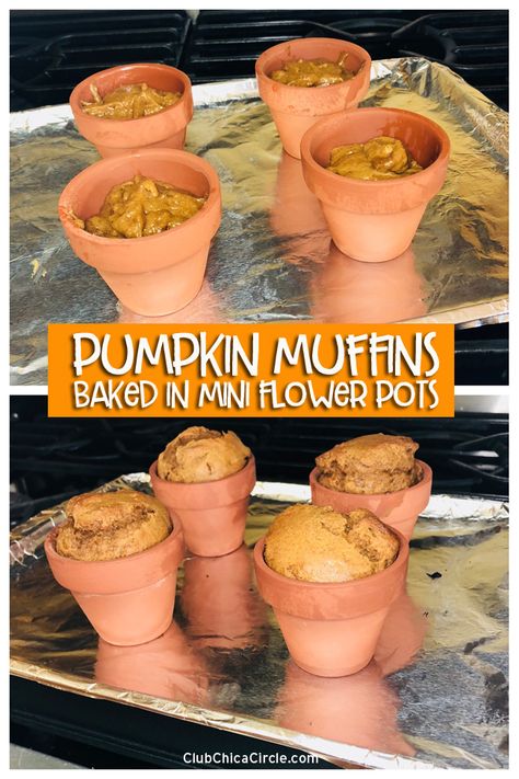 It's so easy to bake muffins or bread in flower pots Flower Pot Bread Recipe, Honey Pot Pumpkin, Bread In Flower Pots, Pumpkin Terra Cotta Pot, Terrain Flower Pot Bread Recipe, Bread In Clay Pot, Flower Pot Bread Recipe Terra Cotta, Flower Pot Bread, Clay Pot Cooking Recipes