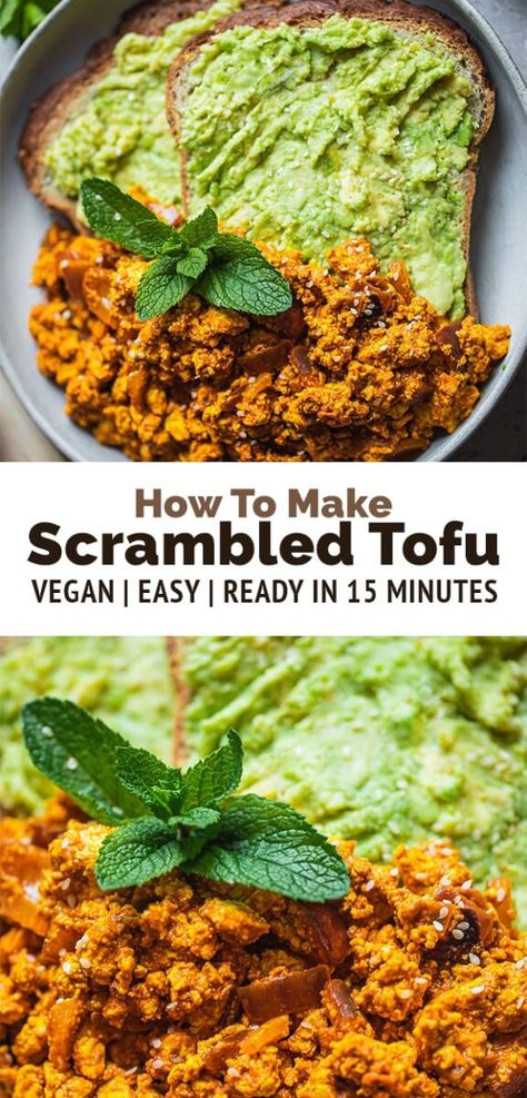 How to make scrambled tofu perfectly for a vegan breakfast or brunch! Ready in just 15 minutes using a handful of simple ingredients. Asian Tofu Scramble, Best Tofu Scramble, Breakfast Tofu, Best Tofu, Easy Tofu, Scrambled Tofu Recipe, Scrambled Tofu, Tofu Vegan, Oil Free Vegan Recipes