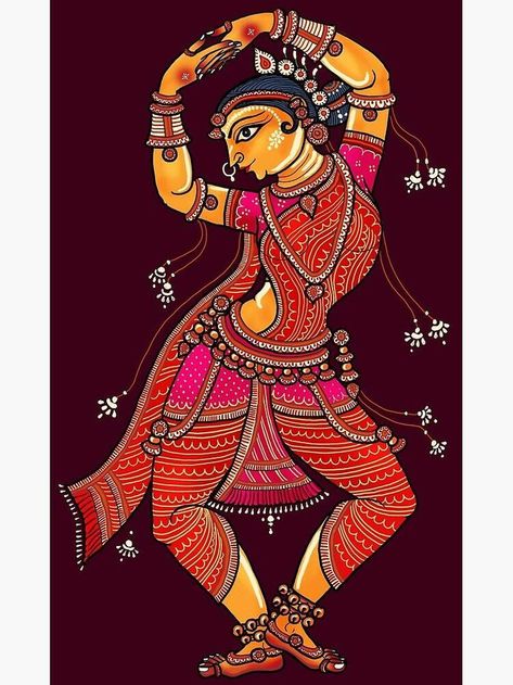 Odissi Dance Painting, Border Painting, Odissi Dance, Madhubani Paintings Peacock, Indian Goddesses, Indian Traditional Art, Baluchari Saree, Art Dancing, Dance Painting