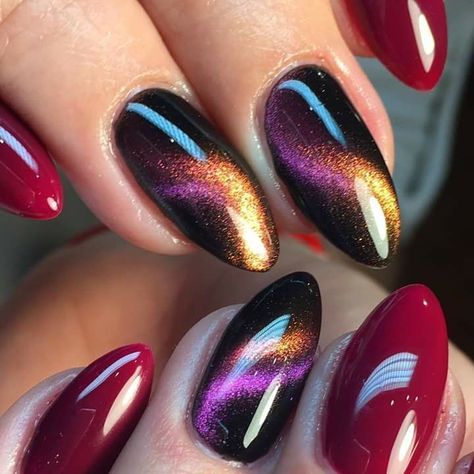 Cats Eye Nails Design Ideas Fall, Chrome And Cat Eye Nails, Fall Cateye Nails, Easter Nails Bunny, Nail Art Easter, Bunny Nail Art, Nail Art Orange, Nail Art Spring, Spring Nails 2023