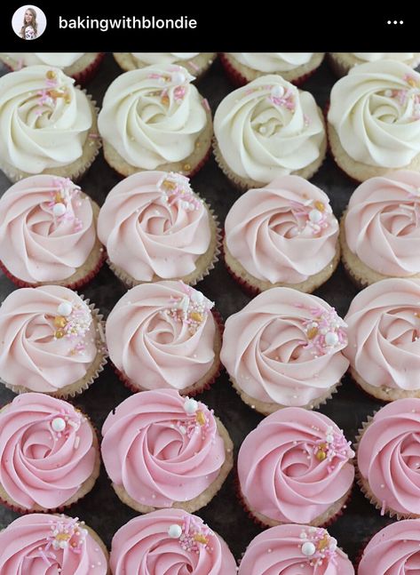 Image and cupcakes are courtesy of @bakingwithblondie oon instagram! Soft Pink Cupcakes, Cupcake Baby Shower Girl, Light Pink Cupcakes, Pink Baby Shower Cupcakes, Baby Shower Cupcakes Girl, Boho Baby Shower Girl, Fall Baby Shower Food, January Baby Shower, Baby Girl Cupcakes