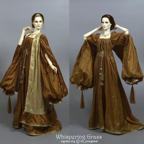 ~Historical Costumes from Saris~ – BJD Collectasy Romantic Medieval, Thread Pattern, Golden Thread, Romantic Outfit, Romantic Dress, Historical Costume, Historical Dresses, Fantasy Clothing, Fantasy Fashion