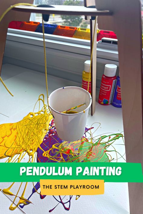 Pendulum Painting 🌈 Our World Art, Pendulum Art, Pendulum Painting, Diy Kids Paint, Art Explosion, Summer Camp Art, Summer Stem, Kids Activity Ideas, Easy Stem